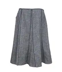 Gray Tweed Wool Blend A-Line Knee Length Business Casual Skirt