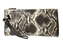 New Diane von Furstenberg Snakeskin Leather Clutch / Wristlet Bag