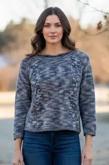 DESIGN History women wool blend short cropped sweater with pockets Blue Size M