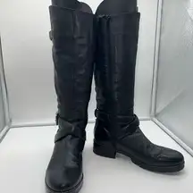 Marc Fisher Women's Black Misty Leather Knee High Riding Boots