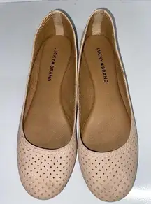 Lucky Brand Tan Ballet Flats Perforated Laser Cut Design Size 8.5 leather