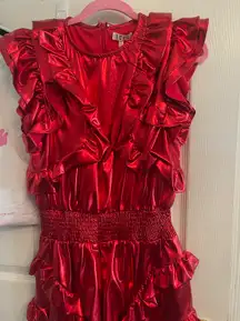 Red Metallic Romper