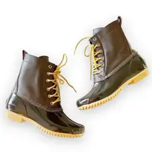 Bass Leather Rubber Duck Boots Gum Sole Size 8‎ Women’s Brown Lace Up Rain Boot