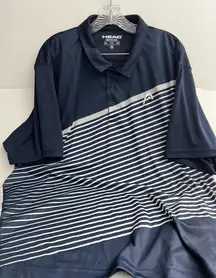 HEAD Men's Navy Striped Performance Polo Shirt