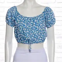 Reformation Azzuro Blue Floral Crop Size 6