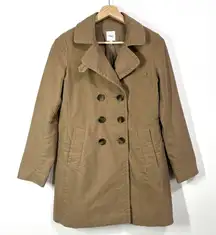GAP Double Breasted Lined Parka Coat Womens Medium Beige Cotton‎ Preppy Classic