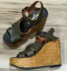 NEW Free People Sunflower Wedge Olive Sandals Women’s 36/6