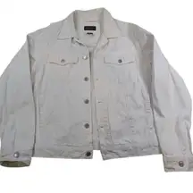Banana Republic Denim Jacket Womens Cream Cotton Size M Trucker Style