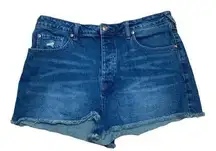 Cleo + wolf womens 33 denim cut off shorts regular wash raw hem jean boutique xl