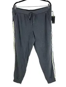 PJ Salvage Womens Pajama Jogger Pants Soft Lounge Side Stripe Gray M