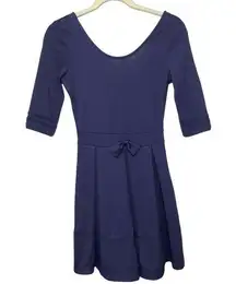 Tommy Girl Woman’s Size XS Fit And Glare Navy Blue Dress Half Sleeve Bow Accent