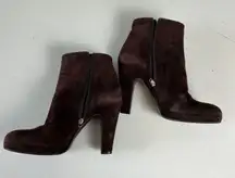 Miu Miu - Suede Booties Brown Heeled Designer Classic Leather Ankle