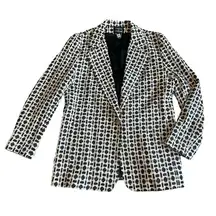 Town & Travel Long-Length Blazer Jacket Single-Button Bold Print Size Small