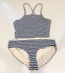Albion Swim Striped Bikini Weekender Switchback Set Pana Blue Bathing Suit Large