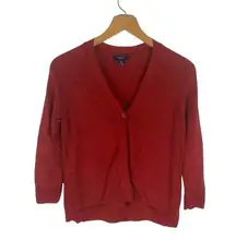 CHAPS  Women Cardigan Button Sweater V-neck Holly Red Medium