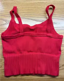 Red Ribbed Crop Top