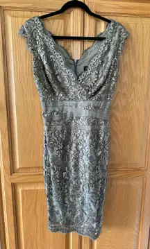 Pailette Champagne Embroidered Sequin Lace Cocktail Dress