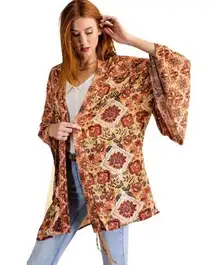 Easel Floral Printed Kimono Cardigan Swim Cover NWT Size Large