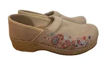 Dansko Professional Clogs sz 39 Embroidered Natural Shoes US 8.5/9 Jute Vegan