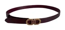 Authentic Gucci Vintage Burgundy and Gold Leather Belt with Designer Buckle EUC