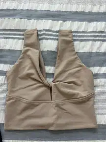 Tan keyhole sports bra