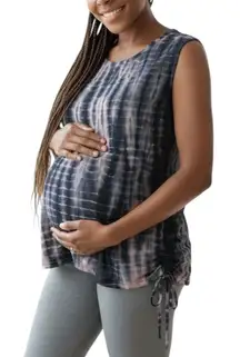 A Pea In The Pod Maternity Tie Dye Sleeveless Tee XS NWT Blue Pink Summer