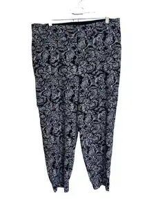 Soft Surroundings Black White Go Lively Stamped Floral Cargo Pants Jogger Size L