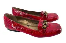 Vintage Vaneli Women’s Red Croco Textured Patent Leather Loafers Size 8.5M