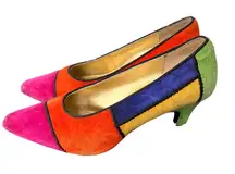 Vintage‎ Rush Hour Color Block Suede Heels