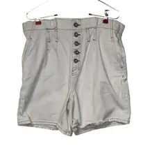 Free People Women's Shorts Denim Button‎ Fly High-Waisted Cotton White Size 2