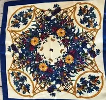 Vintage Floral Butterfly Bird Chain Print Scarf