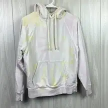 Reformation Womens Sweatshirt XS Pink Yellow Tie Dye Hood Pullover Cotton White