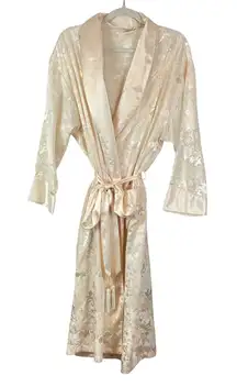VTG Gold Label Victoria's Secret White Jacquard Floral Satin Robe S Bridal