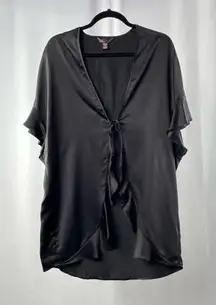 Victoria’s Secret Satin‎ Tie Front LOVE Graphic Print Robe in Black One Size