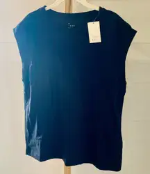 A New Day Women's Black Sleeveless Crew Neck T Shirt Top Large