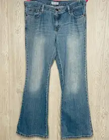 American Eagle outfitters flair denim distressed light wash jeans around a 14 se