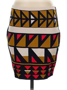 Rachel Roy XL Knit Mini‎ Skirt Geometric Pattern Beige Black Red Casual