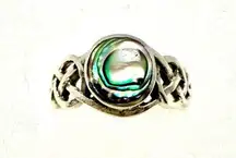 Celtic with Abalon Sterling Silver Stamped 925 Ring Size 8