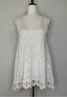 Chloe K  Off White Lace Crochet Sleeveless Dress