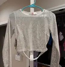 Boutique sequin cropped top