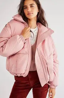 Free People Pink Duvet Bomber Jacket