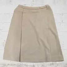 Vintage Tan 80s Classic Pleated Sears Womens Minimal A Line Midi Skirt Size 6