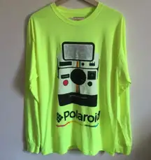 Neon Yellow Capture and Remember Insant Camera Graphic Long Sleeve Tee