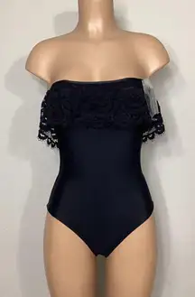 New. Pilyq black lace one piece