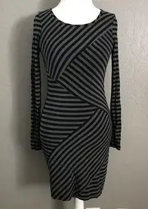 Gray & Black Stripe Bodycon Dress