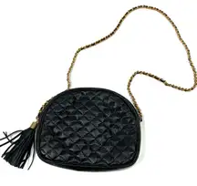 Black Quilted Small Purse Gold Chain Shoulder Bag Unbranded