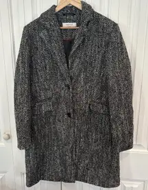Nine West‎ Black And White Wool Blend Coat Size Large