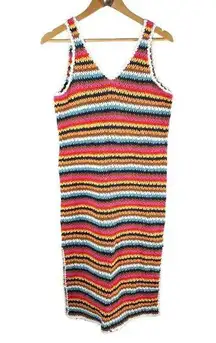 Marine layer  Viv Crochet Multi Stripe Casual Beach Midi Dress Boho Medium