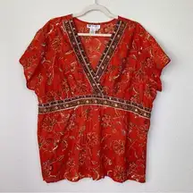 Papillon Vintage Boho Floral Sequin Beaded Women’s Top