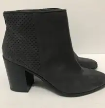 AMERICAN EAGLE WOMEN'S GRAY BACK ZIP BLOCK HEEL ANKLE BOOTIES SIZE 9.5